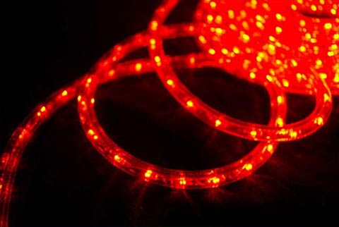 LED světelný kabel 20 m - červená