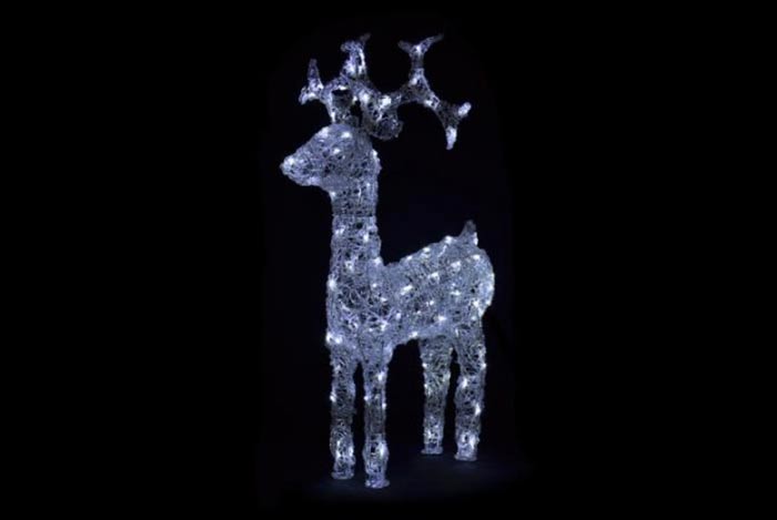 LED dekorace - vánoční sob - 100cm bílé světlo