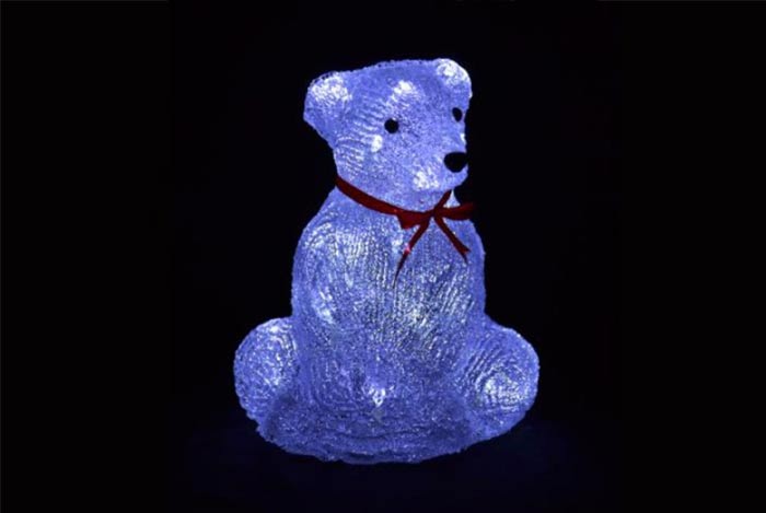 Sedící medvěd 30 cm - 20 LED diod studeně bílá