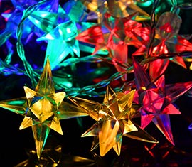 Vánoční led řetěz barevné hvězdičky