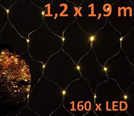LED světelná síť 1,2 x 1,9 m - teplá bílá, 160 diod