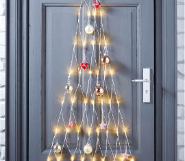 Vánoční LED ozdoba na dveře a zeď ve tvaru stromku