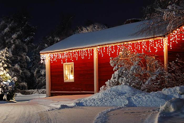 Vánoční LED závěs padající sníh 24m