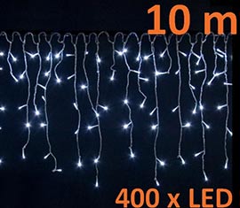 Vánoční řetěz déšť s 400 LED diodami, studená bílá 10 m