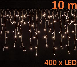 Vánoční řetěz déšť s 400 LED diodami, teple bílá 10 m
