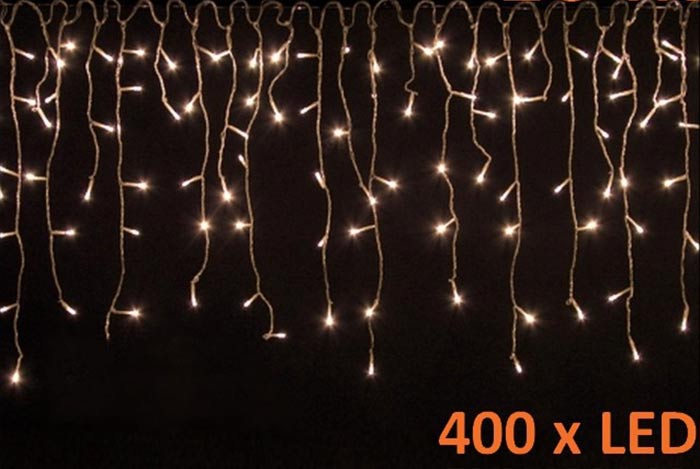 Vánoční řetěz déšť s 400 LED diodami, teple bílá 10 m