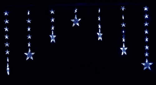 Bílý vánoční LED řetěz hvězdy