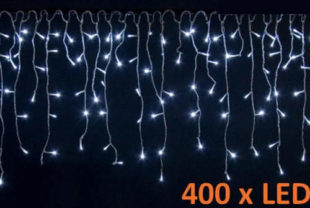 Vánoční řetěz déšť s 400 LED diodami, studená bílá 10 m